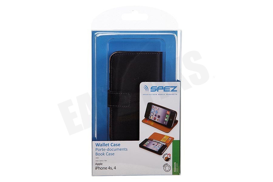 Spez Book Case met Creditcard sleuven, Zwart, Leder