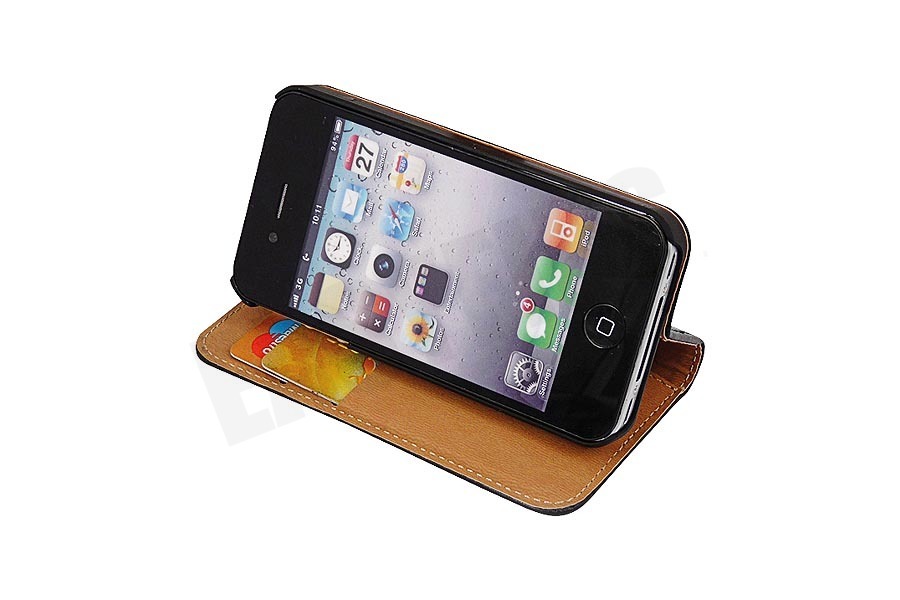 Spez Book Case met Creditcard sleuven, Zwart, Leder