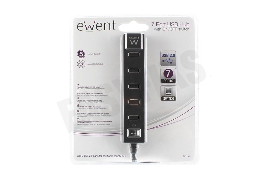 Ewent Hub 7 Poorts USB Hub met Aan/Uit Knop