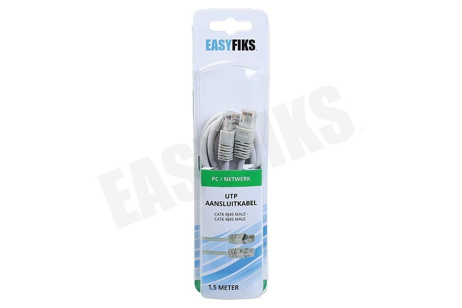 Easyfiks UTP CAT6E Netwerkkabel Wit, 1.5 meter, 2x RJ45 Male