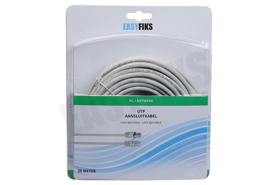 Easyfiks UTP CAT6E Netwerkkabel Wit, 20 meter, 2x RJ45 Male