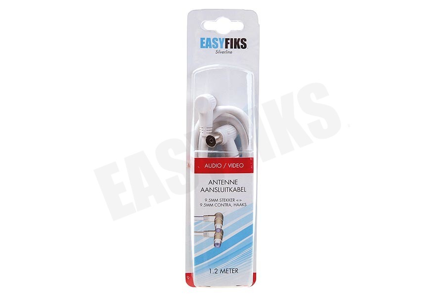 Easyfiks Antenne Kabel Coax, Haaks, IEC Male en Female, 1.2 Meter