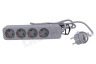 Q-Link 4-voudige tafelcontactdoos met schakelaar, grijs