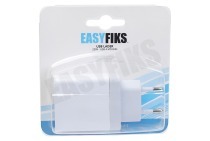 Easyfiks 50042836  USB oplader 230V 4,8A/5V 4-poort wit geschikt voor o.a. Universeel USB