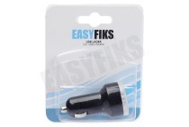 Easyfiks 50042866  USB oplader 12V 3,1A/5V 2-poort zwart geschikt voor o.a. Universeel USB