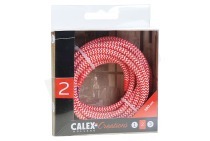 Calex 940276 Calex Textiel Omwikkelde  Kabel Rood/Wit 3m geschikt voor o.a. Max. 250V-60W