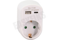 Q-Link 5450376  Stekker Doorvoerstekker met 2 x USB geschikt voor o.a. Wit, 3680W