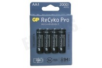 GP 125210AAHCB-C4  LR6 ReCyko+ Pro AA 2000 - 4 oplaadbare batterijen geschikt voor o.a. 2000mAh NiMH