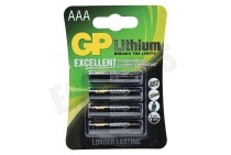 GP 07024LF-C4  Lithium Pro AAA Batterij, 1,5V, 4 stuks geschikt voor o.a. 1,5V