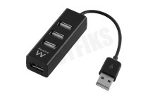 Ewent EW1123 Hub 4 poorts USB hub mini geschikt voor o.a. USB 2.0 Zwart