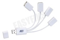 ACT AC6210  Hub Flexibele 4 Poorts USB Hub geschikt voor o.a. USB 2.0 Wit