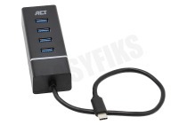 ACT AC6415 4-Poorts USB 3.1 Gen1 (USB 3.0)  Hub Type-C geschikt voor o.a. USB Type-C 3.1, Zwart