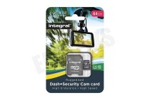 Integral  INMSDX64G10-DSCAM 64GB Dash+Security Camera MicroSDHC Card Class 10 geschikt voor o.a. Dash Cam en beveiligingscamera