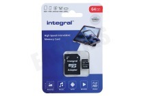 Integral INMSDX64G-100V10  V10 High Speed micro SDHC Card 64GB geschikt voor o.a. Micro SDHC card 64GB 100MB/s