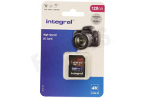 Integral  INSDX128G-100V30 High Speed SD Kaart 128GB 100 MB/S SDHC/XC V30 UHS-I U3 geschikt voor o.a. 128GB, 4K, UHS-I, Klasse 1-specificatie