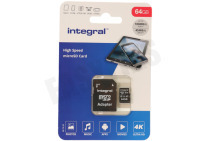 Integral  INMSDX64G-100V30 V30 High Speed micro SDHC Card 64GB geschikt voor o.a. Micro SDHC card 64GB 100MB/s