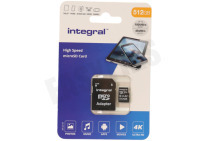 Integral  INMSDX512G-100V30 V30 High Speed micro SDHC Card 512GB geschikt voor o.a. Micro SDHC card 512GB 100MB/s
