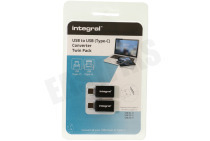 Integral  INADUSB3.0ATOCTW USB -> USB Type-C Converter, Twin Pack geschikt voor o.a. USB 2.0, USB 3.0, USB 3.1