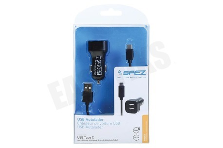 Spez  Duo USB Input 12V Output 2.4A + 2.4A + kabel USB type C