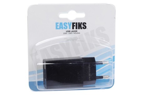Easyfiks  USB oplader 230V 2,1A/5V 1-poort zwart