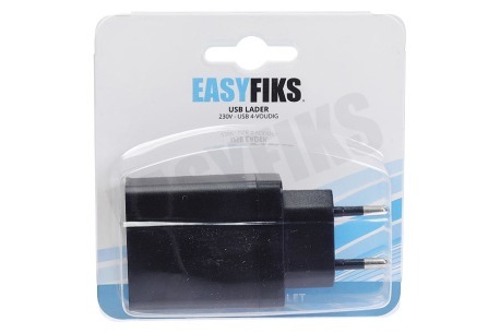Easyfiks  USB oplader 230V 4,8A/5V 4-poort zwart