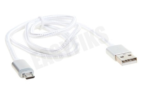 Spez  USB Kabel Micro USB met LED, Zilver, 100cm.