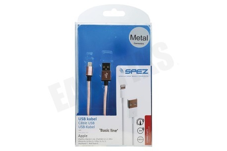 Spez  USB Kabel Apple Lightning, Metal, Roze, 100cm