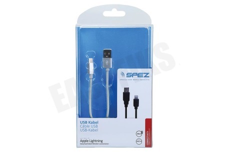 Spez  USB Kabel Apple Lightning, Metal, Zilver, 100cm