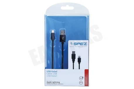 Spez  USB Kabel Apple Lightning, Metal, Zwart, 100cm