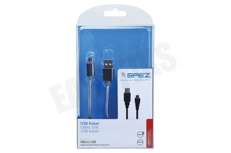 Spez  USB Kabel Micro USB, Metal, Grijs, 100cm