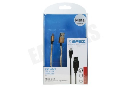 Spez  USB Kabel Micro USB, Metal, Goud, 100cm