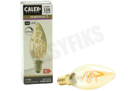 Calex  1001002900 Kaars LED lamp Flexible Filament Gold E14 Dimbaar