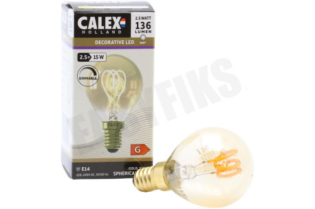 Calex  1001001600 Kogel LED lamp Flexible Filament Gold E14 Dimbaar