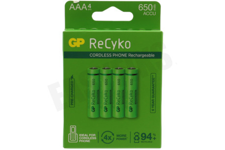 GP  LR03 ReCyko+ AAA 650 - 4 oplaadbare batterijen