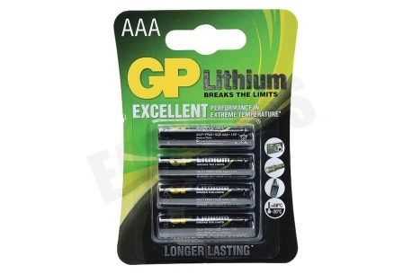 GP  Lithium Pro AAA Batterij, 1,5V, 4 stuks