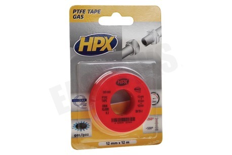 HPX  PT0012 PTFE Afdichtingstape Gas Wit 12mm x 12m