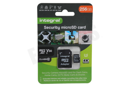 Integral  INMSDX256G10-SEC 256GB Security Micro SD 4K V30 UHS-1U3 A1 Class 10