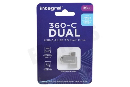 Integral  360-C Dual Typer-C & USB3.0 Flash Drive 32 GB