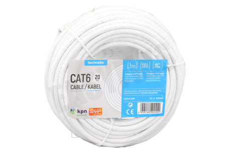 Technetix  CAT6-IH-20M Installatiekabel Cat6 Wit 20 Meter