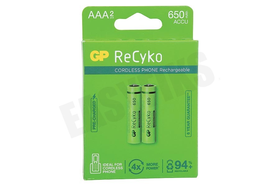 verwijderen Manifesteren invoegen GP LR03 ReCyko+ AAA 650 - 2 oplaadbare batterijen