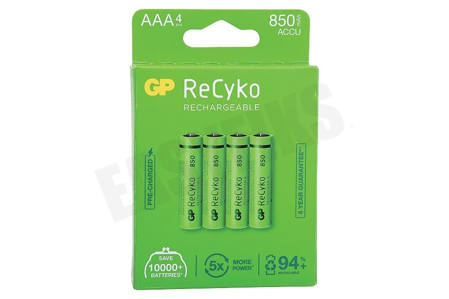 Naar boven manager schoner GP LR03 ReCyko+ AAA 850 - 4 oplaadbare batterijen